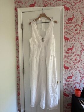 Viral Wild Fable White Lace V-Neck Maxi Dress